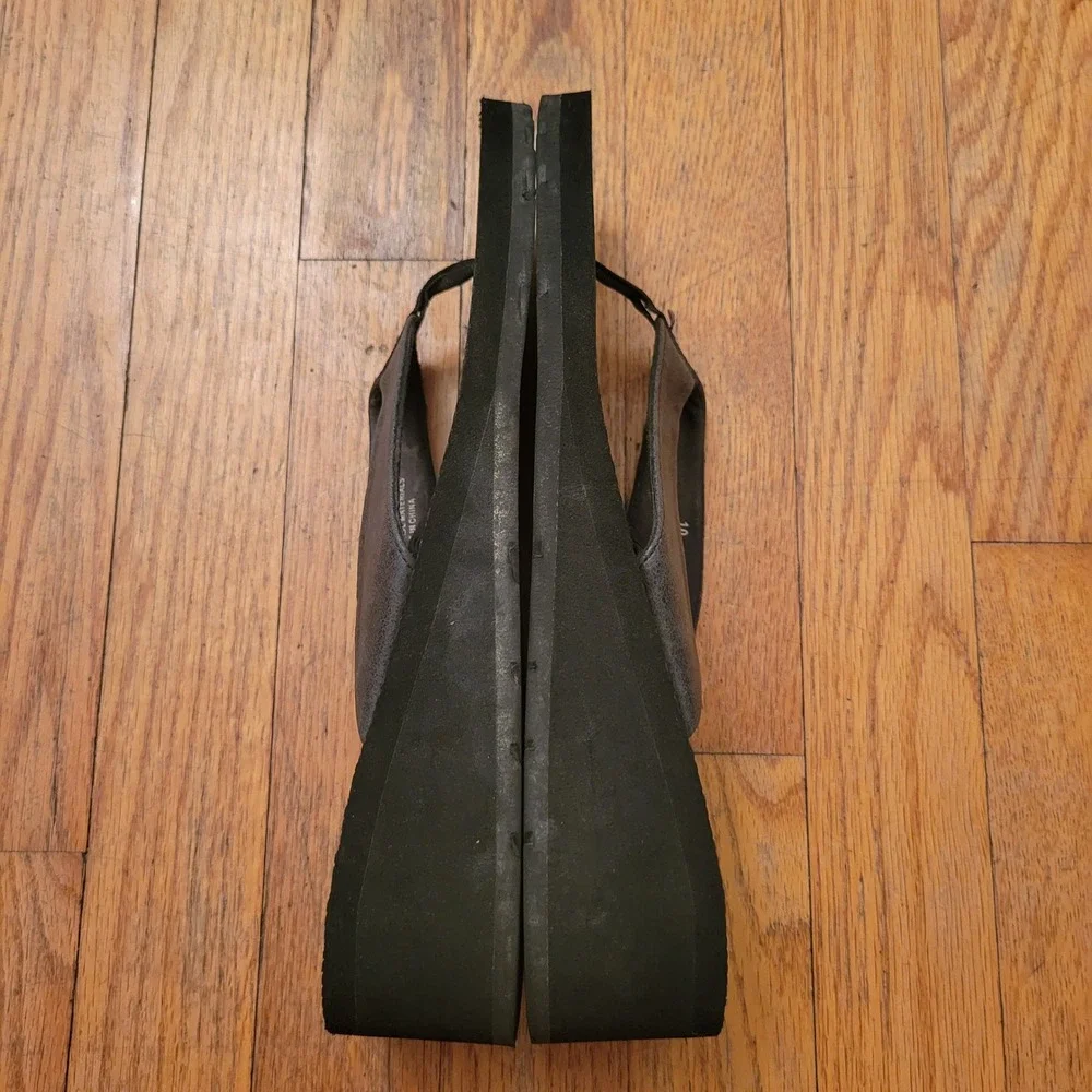 Speedo 10 Wedge Flip Flops Black Platform Thong Sandals Summer Beach Y2K